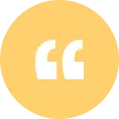 Yellow circular icon with white quotation mark symbols in the center.